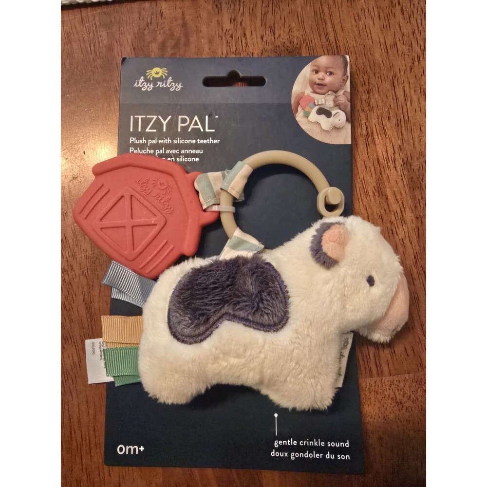 Itzy Pal Baby Cow Farm Teether Toy Infant Shower Gift NWT New